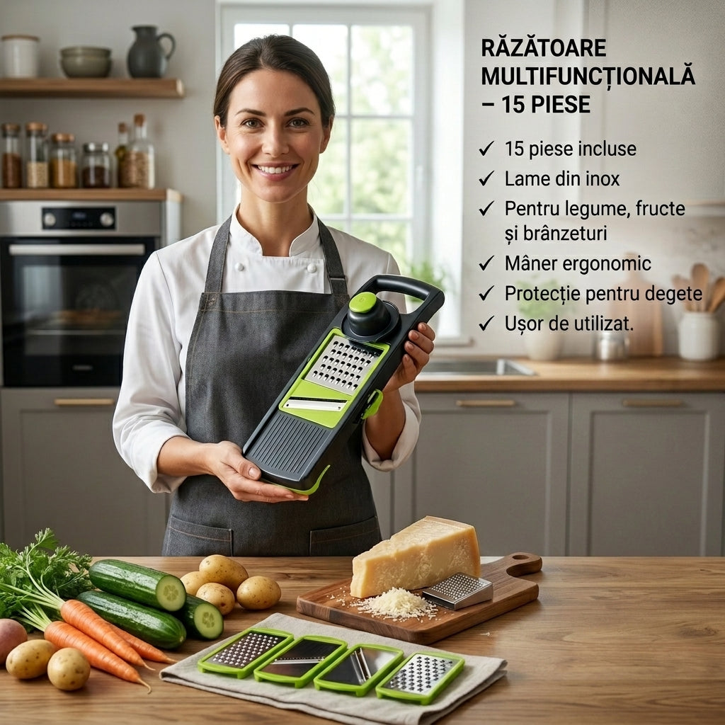 Răzatoare Multifunctionala,15 piese, lame inox
