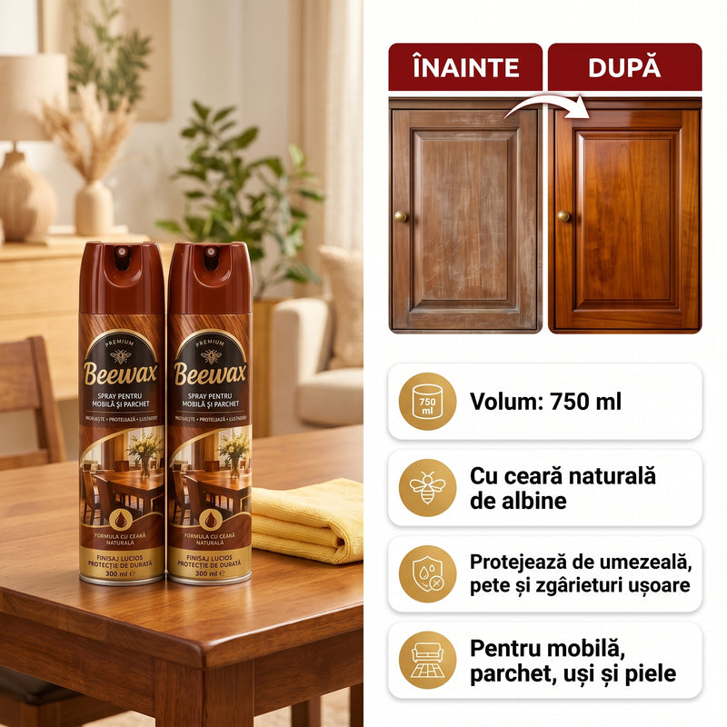 Spray de lustruit lemn din ceară de albine