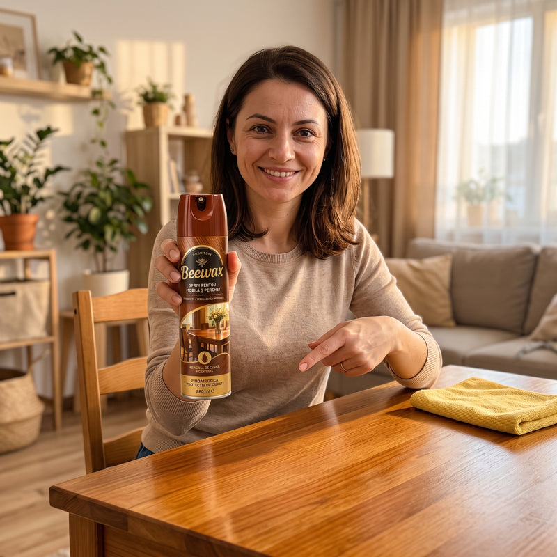 Spray de lustruit lemn din ceară de albine