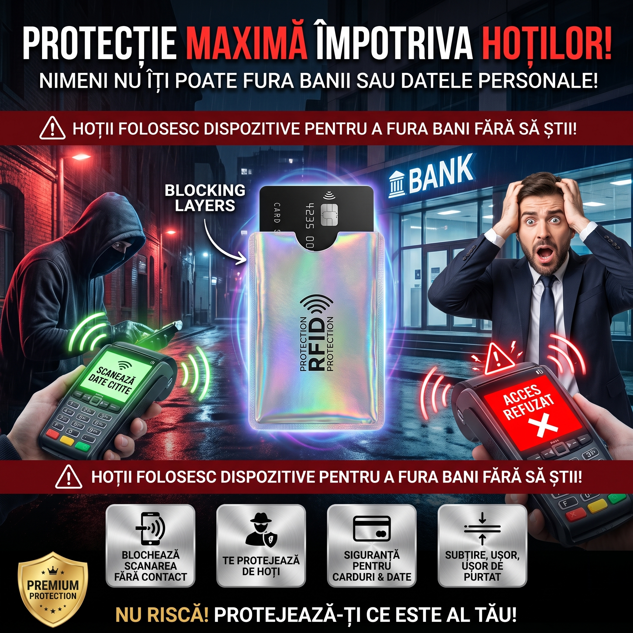 Husă RFID Protecție Carduri