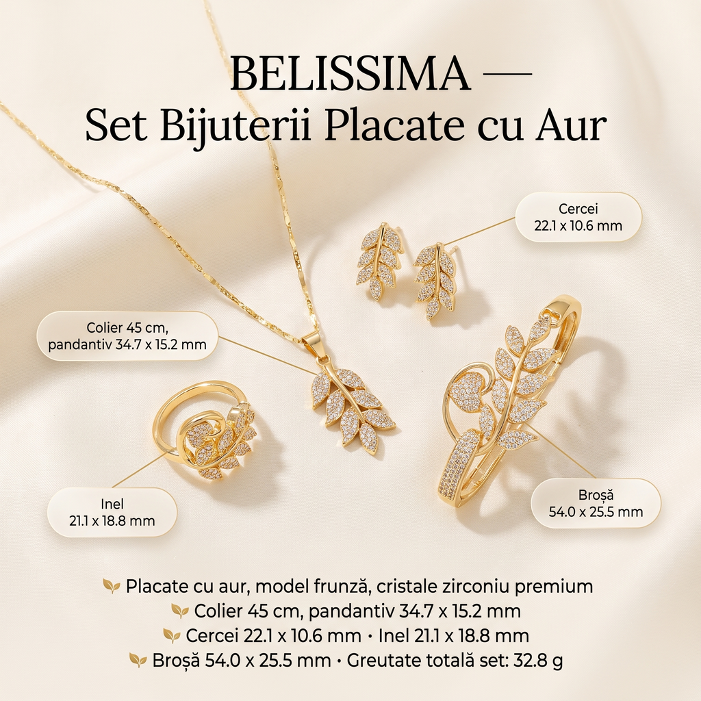 Specificatii si dimensiuni set bijuterii Belissima
