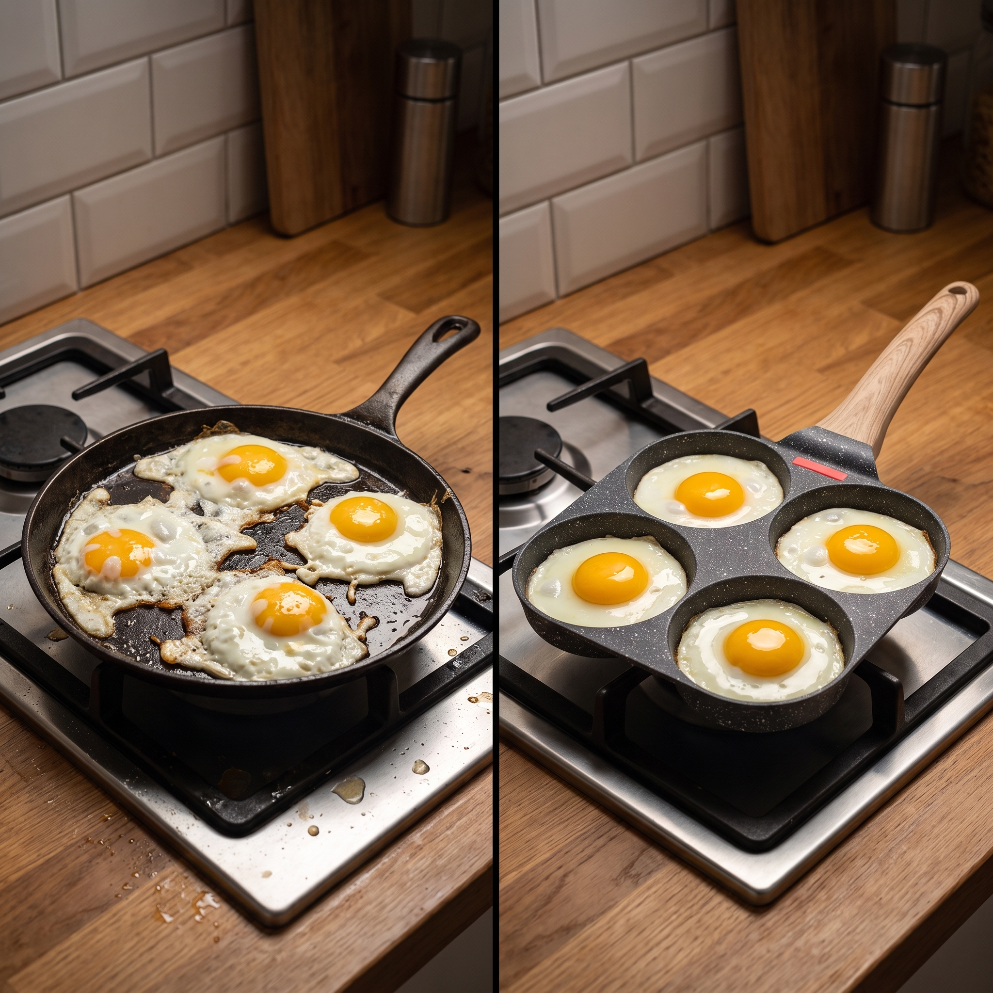 EggMaster™ - Tigaie pentru omleta/ochiuri cu 4 gauri