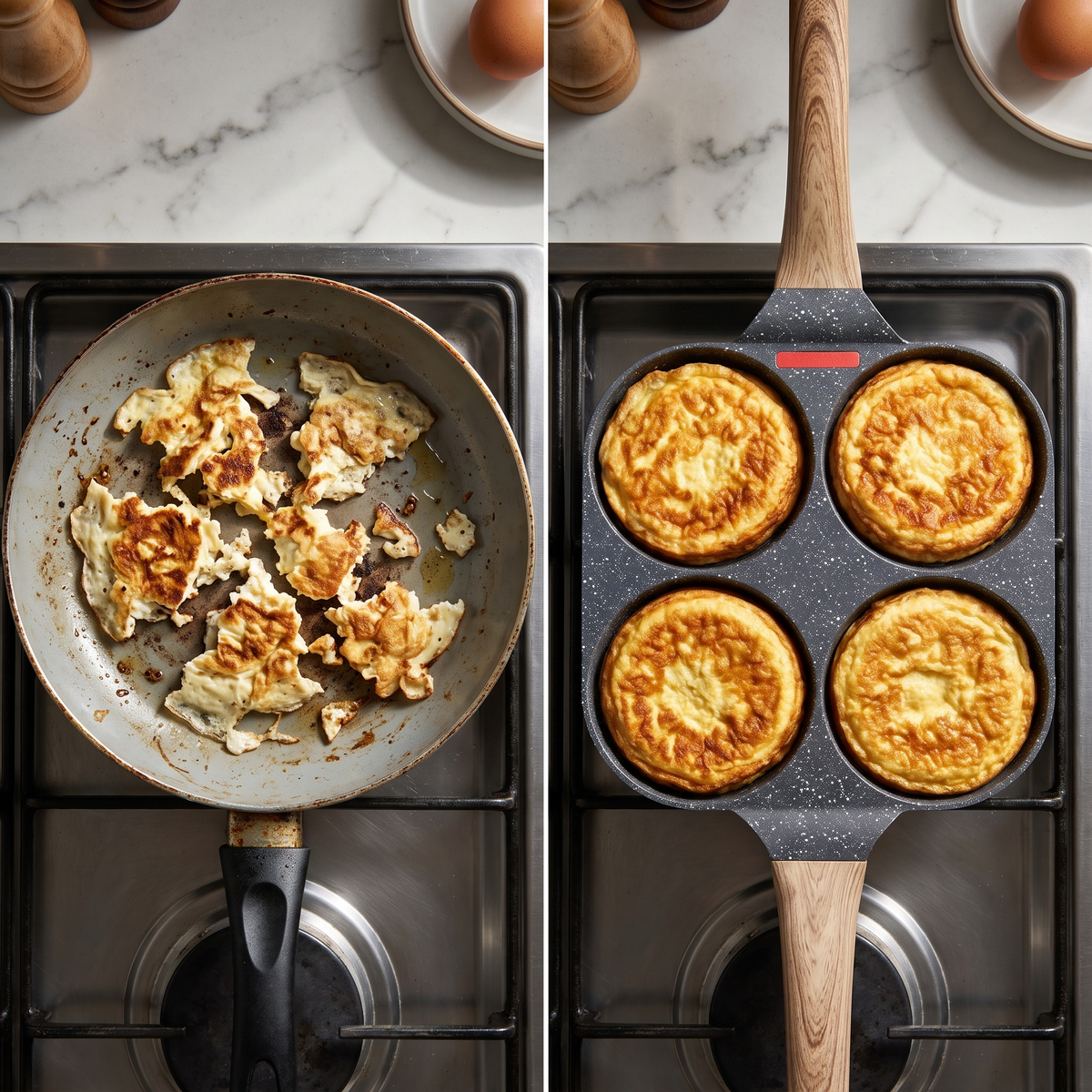 EggMaster™ - Tigaie pentru omleta/ochiuri cu 4 gauri