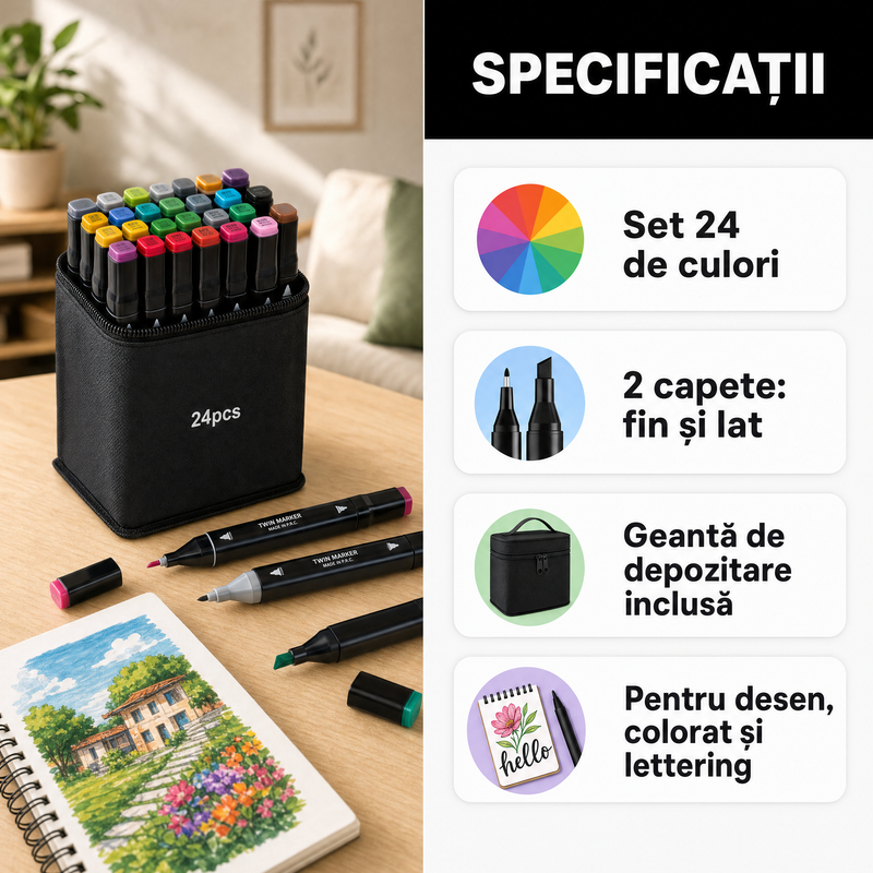 Set Markere Artistice pentru Colorat